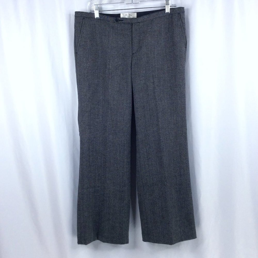 Old Navy Dress Pants Womens 10 Black‎ Gray Loose Wide Leg Wool Blend Fully Lined